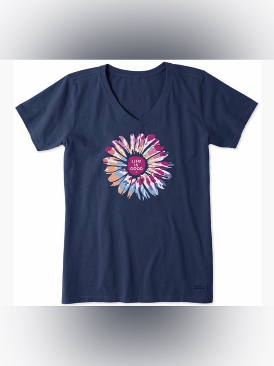 Life Is Good Tops - LIFE IS GOOD TIE DYE DAISY TEE BLUE WOMEN’S SMALL